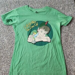 Disney Green Tinker Bell Peter Pan‎ T-shirt Size Med "Call me when you grow up!"
